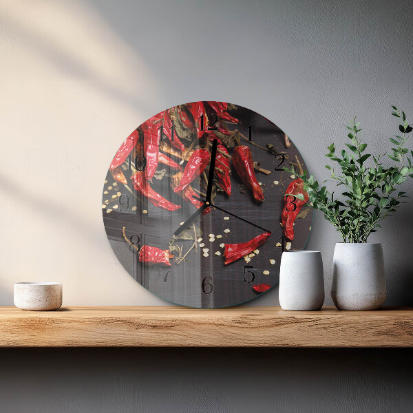 Wanduhr rund Chilischoten