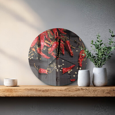 Wanduhr rund Chilischoten
