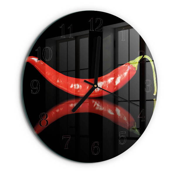 Wanduhr rund Chilischoten