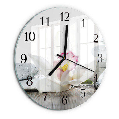 Wanduhr rund Orchidee