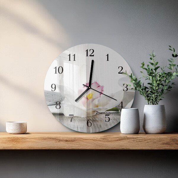 Wanduhr rund Orchidee