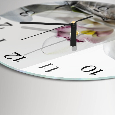 Wanduhr rund Orchidee