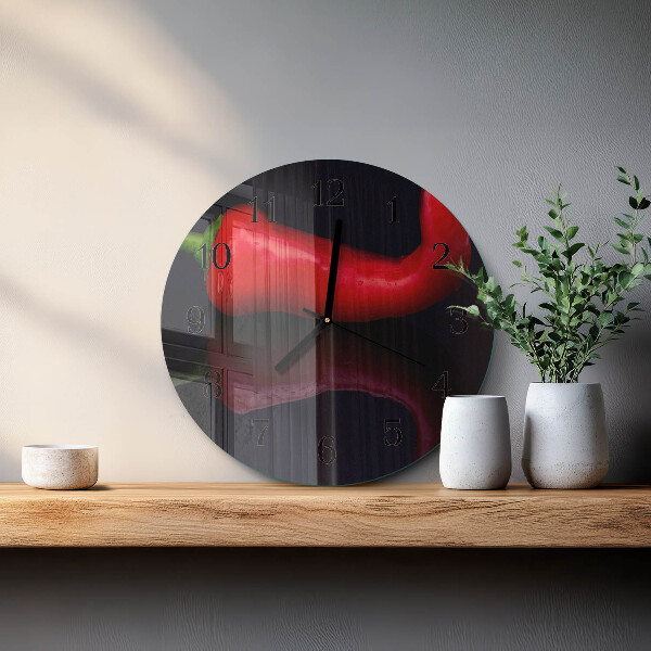 Wanduhr rund Chilischoten