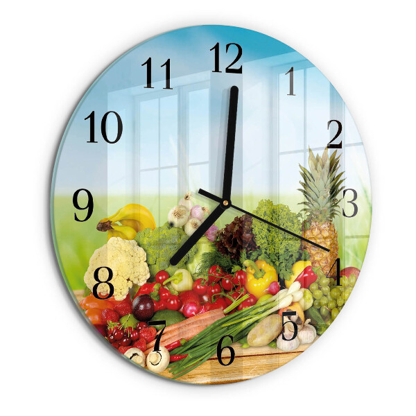 Wanduhr rund Gemüse Obst
