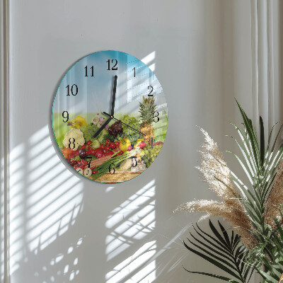 Wanduhr rund Gemüse Obst