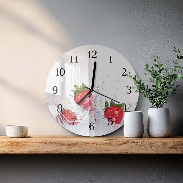 Wanduhr rund Erdbeere
