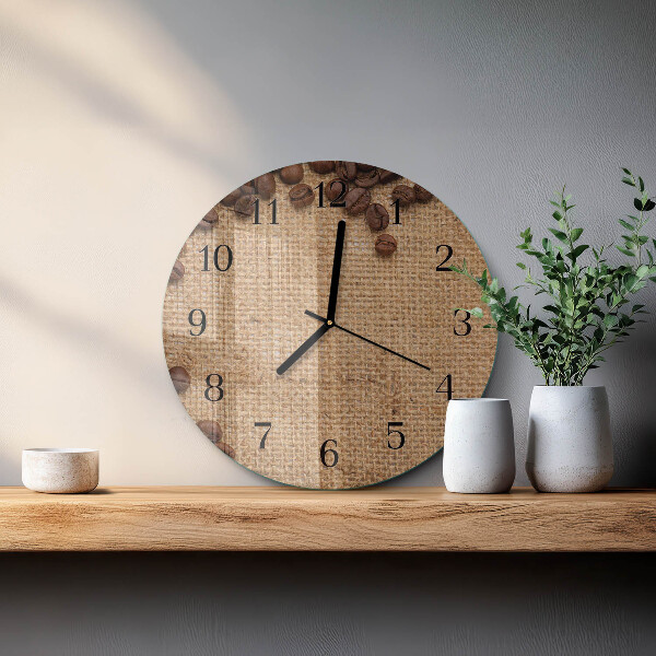 Wanduhr rund Kaffeebohnen