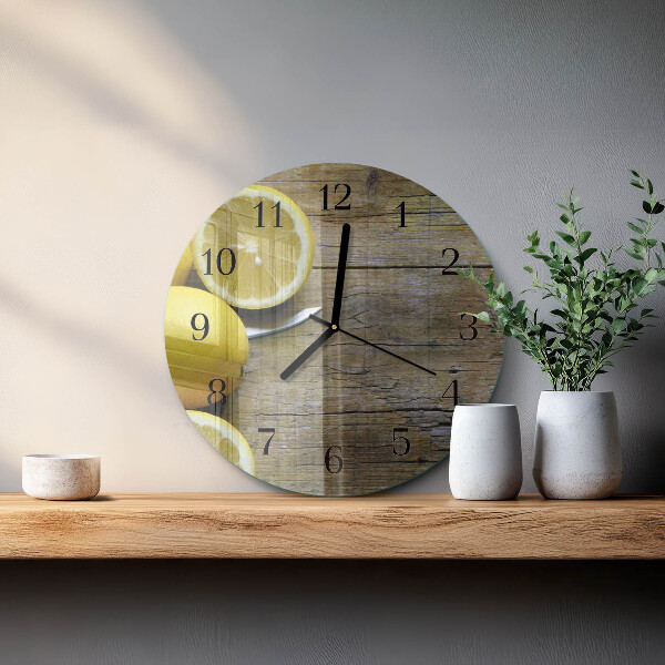 Wanduhr rund Saftige Zitronen