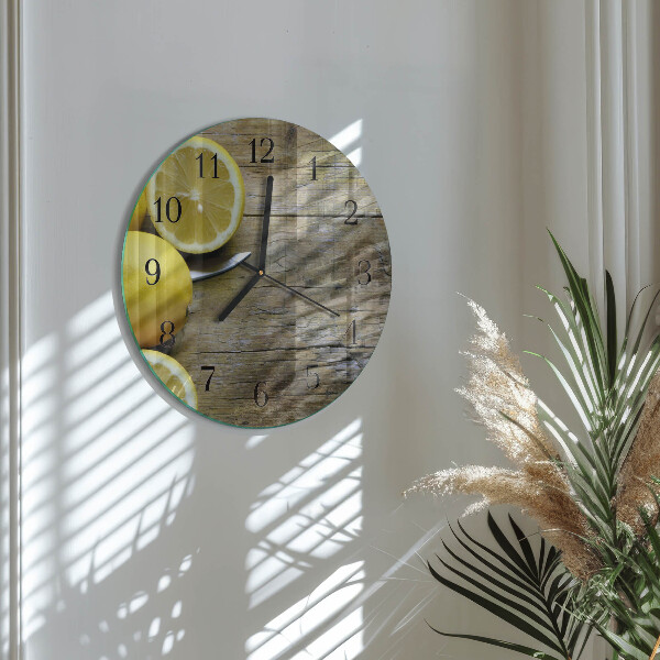 Wanduhr rund Saftige Zitronen