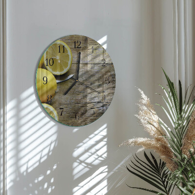 Wanduhr rund Saftige Zitronen