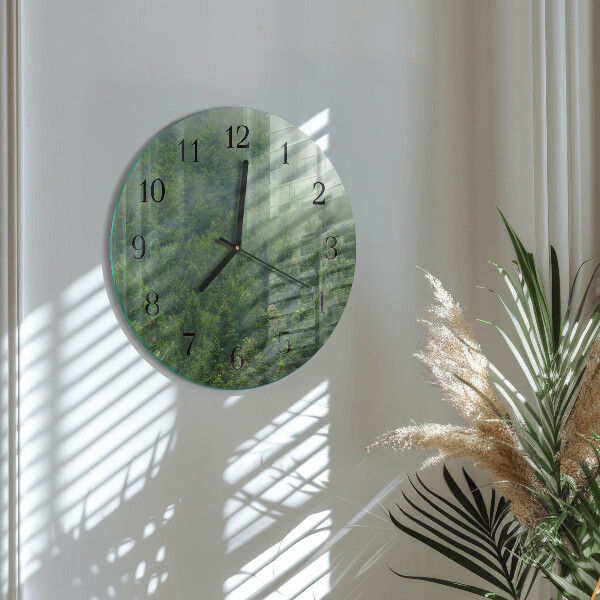 Wanduhr rund Nebliger Wald