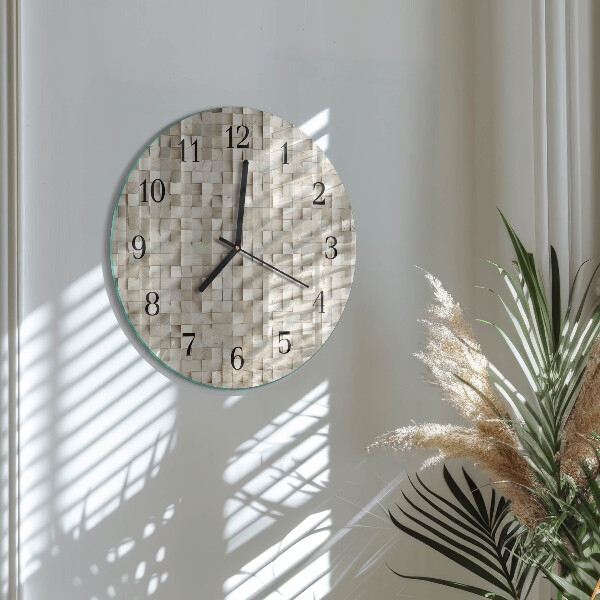 Wanduhr rund Holzmosaik