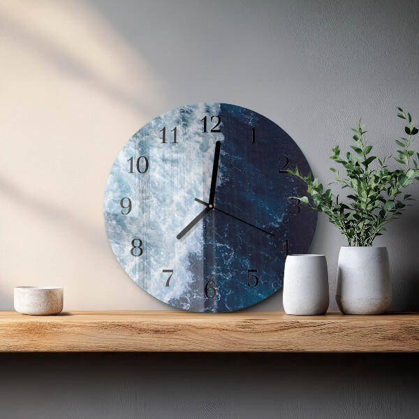 Wanduhr rund Meereswellen