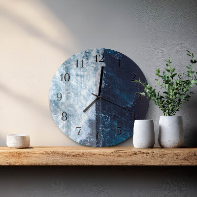 Wanduhr rund Meereswellen