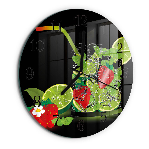 Wanduhr rund Erdbeere und Limette