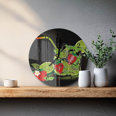 Wanduhr rund Erdbeere und Limette