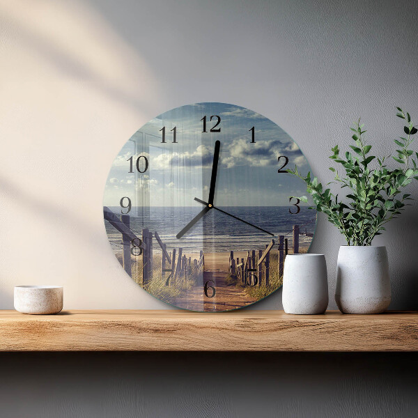 Wanduhr rund Strand Meer