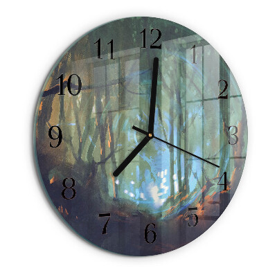 Wanduhr rund Mystischer Wald