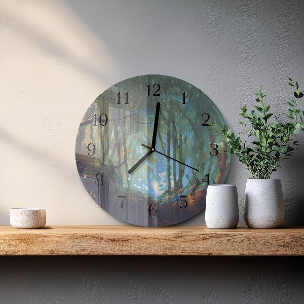 Wanduhr rund Mystischer Wald