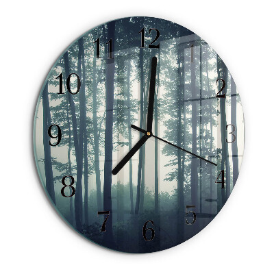 Wanduhr rund Nebliger Wald
