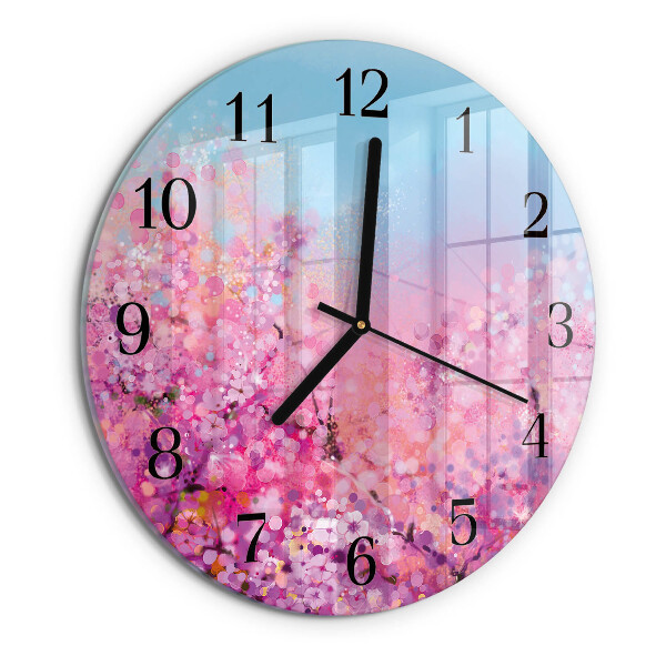 Wanduhr rund Blumenmuster