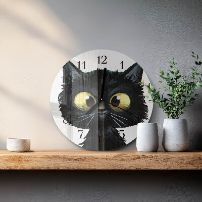 Wanduhr rund Schwarze Katze