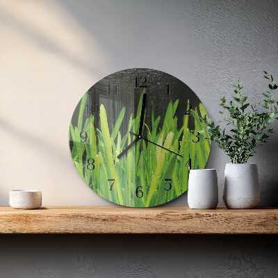 Wanduhr rund Gras