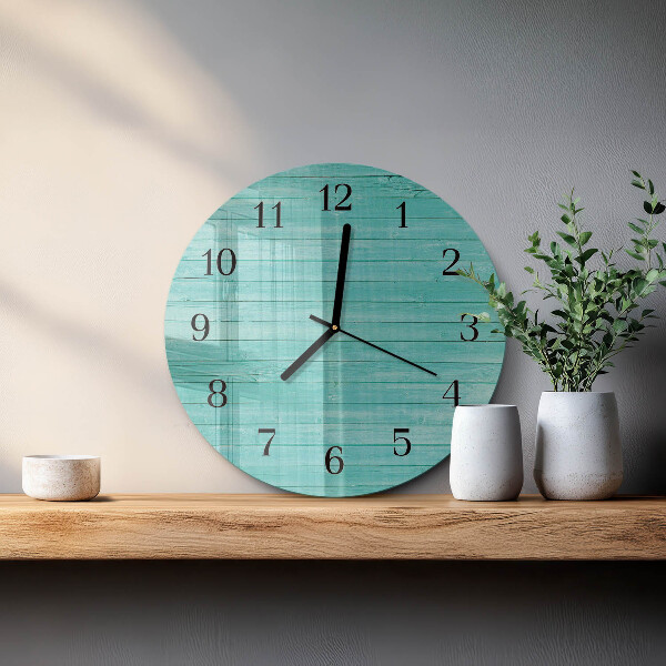 Wanduhr rund Grüne Bretter