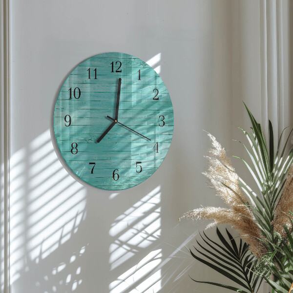 Wanduhr rund Grüne Bretter