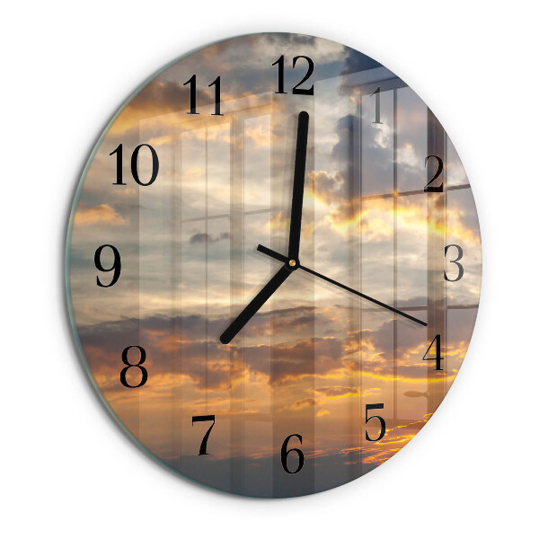 Wanduhr rund Sonnenuntergang