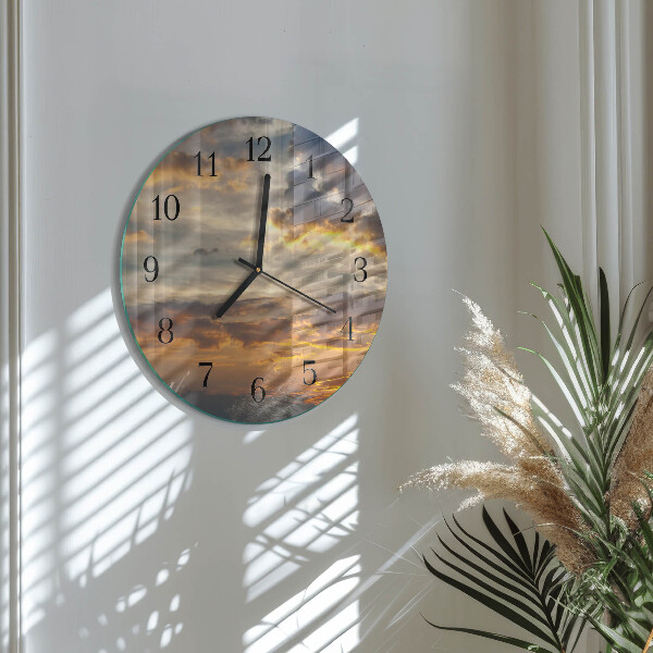 Wanduhr rund Sonnenuntergang