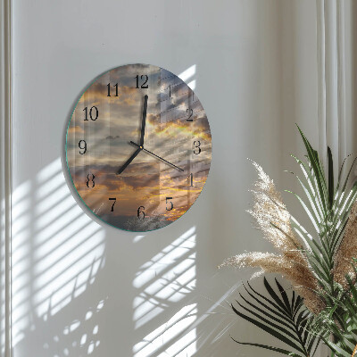 Wanduhr rund Sonnenuntergang