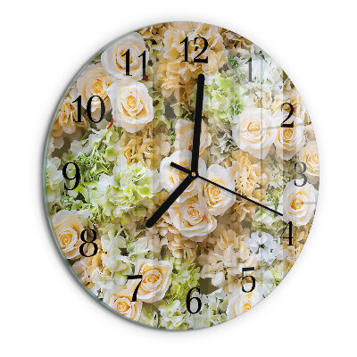 Wanduhr rund Elegante Blumen