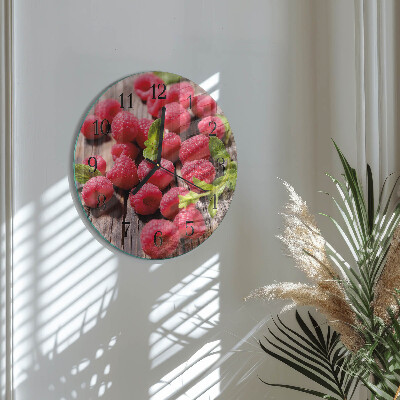 Wanduhr rund Himbeeren