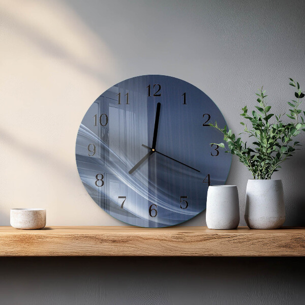 Wanduhr rund Blaue Wellen