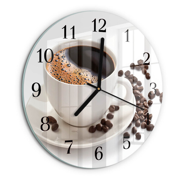 Wanduhr rund Tasse Kaffee