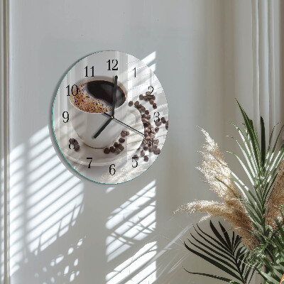 Wanduhr rund Tasse Kaffee
