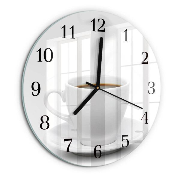 Wanduhr rund Tasse Kaffee