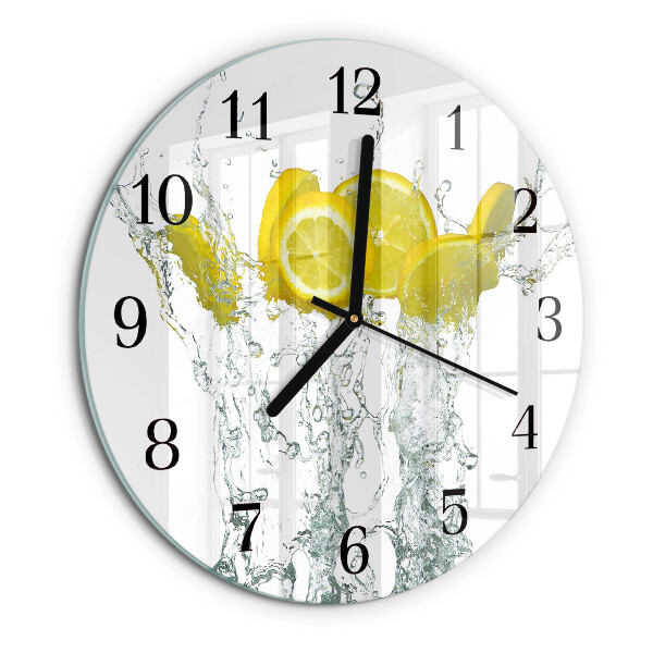 Wanduhr rund Wasser mit Zitrone