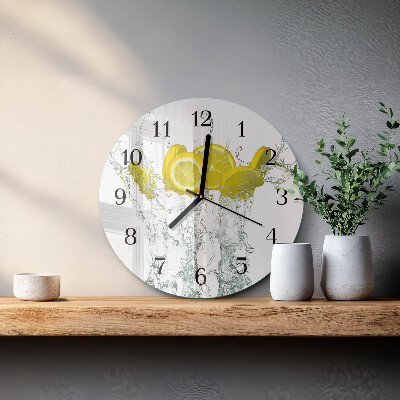 Wanduhr rund Wasser mit Zitrone