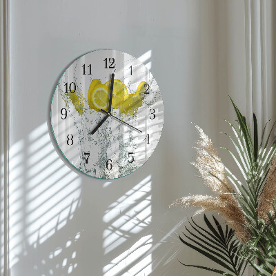 Wanduhr rund Wasser mit Zitrone
