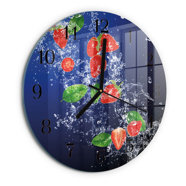 Wanduhr rund Erdbeeren