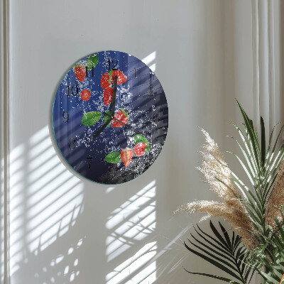 Wanduhr rund Erdbeeren