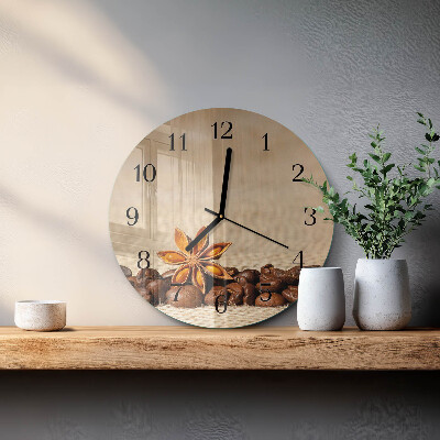 Wanduhr rund Kaffeebohnen