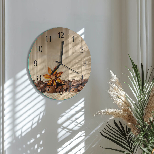 Wanduhr rund Kaffeebohnen