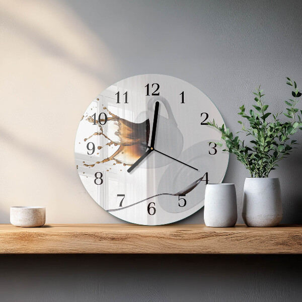 Wanduhr rund Tasse Kaffee