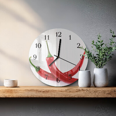 Wanduhr rund Chilischoten