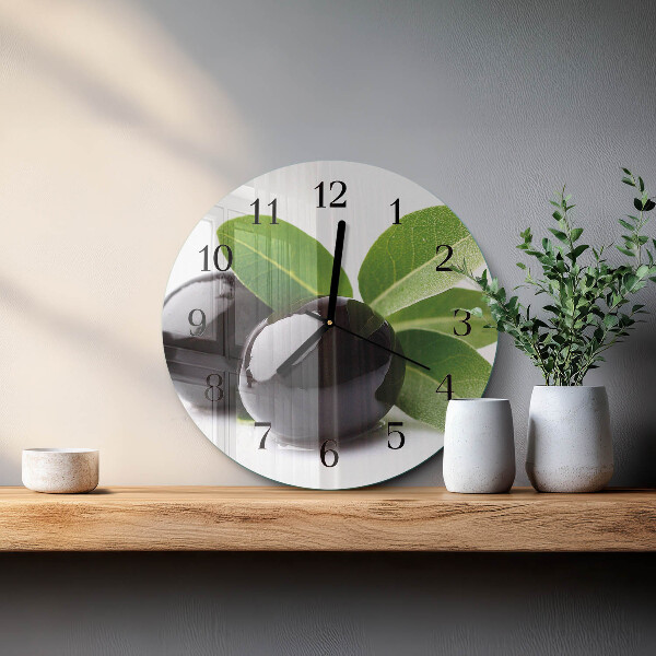 Wanduhr rund Oliven