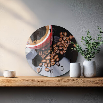 Wanduhr rund Tasse Kaffee