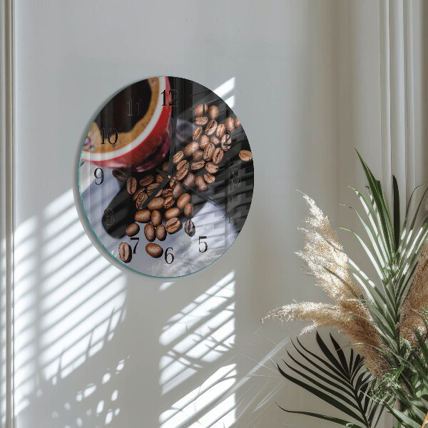 Wanduhr rund Tasse Kaffee